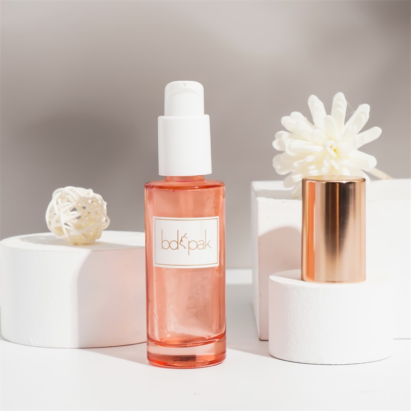 Custom 100ml Luxury Round Empty Cosmetics Packaging Containers Foundation Glass Lotion Bottle with Dip Tube