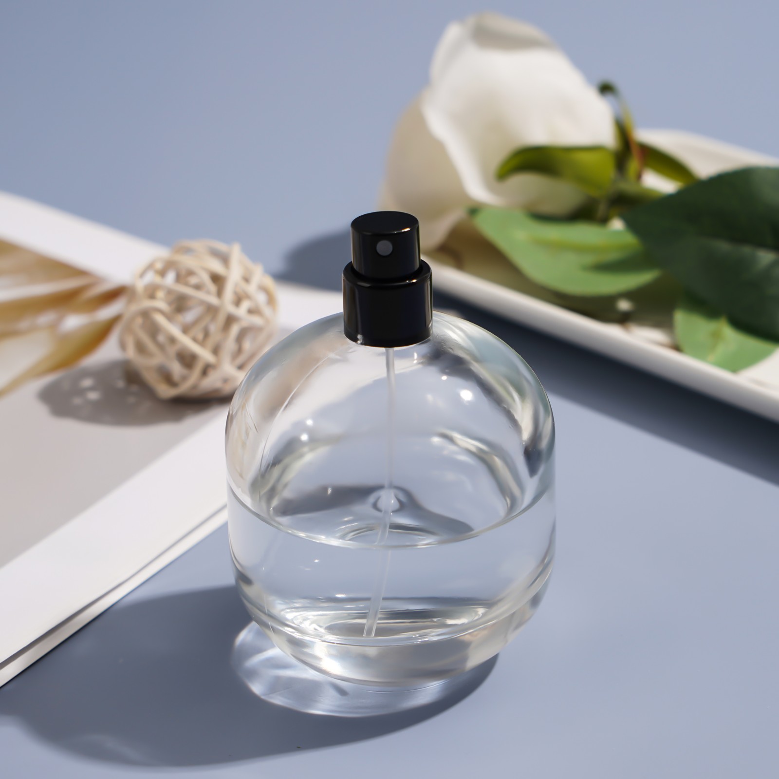 30ml 50ml 100ml Round Clear Glass Empty Botol Parfum Cute Cylinder Fine Mist Spray Pump Perfumes Bottle for women