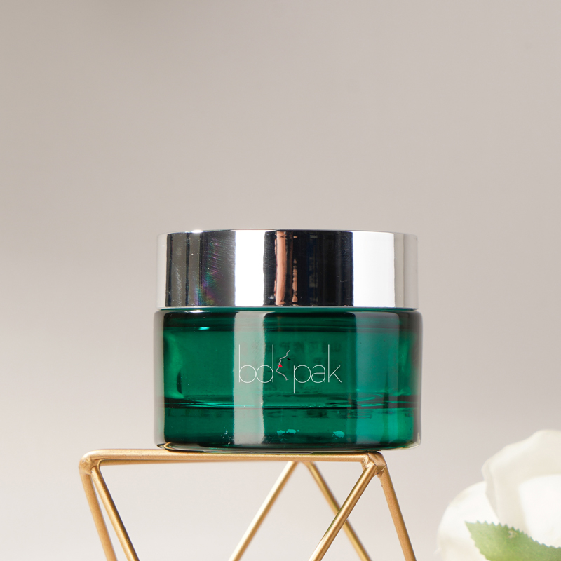 Green Glass Cream Jar for skin care