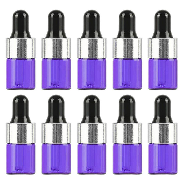 In Stock Boston Round Glass Dropper Bottle Purple Essential Oil Vitamin C Serum CBD Dropper Bottle