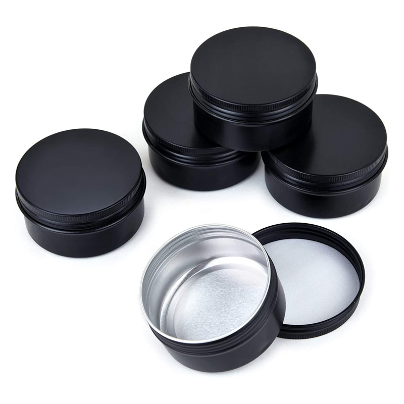 Wholesale Tan cans 2oz 4oz 6oz 8oz Empty Tinplate Jar Round Black Seamless Metal Jars for Cosmetic