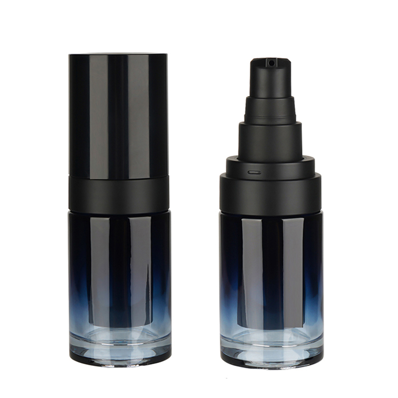 30ml 50ml 100ml Custom Glass Round Lotion Airless Bottle with Black Pump Head