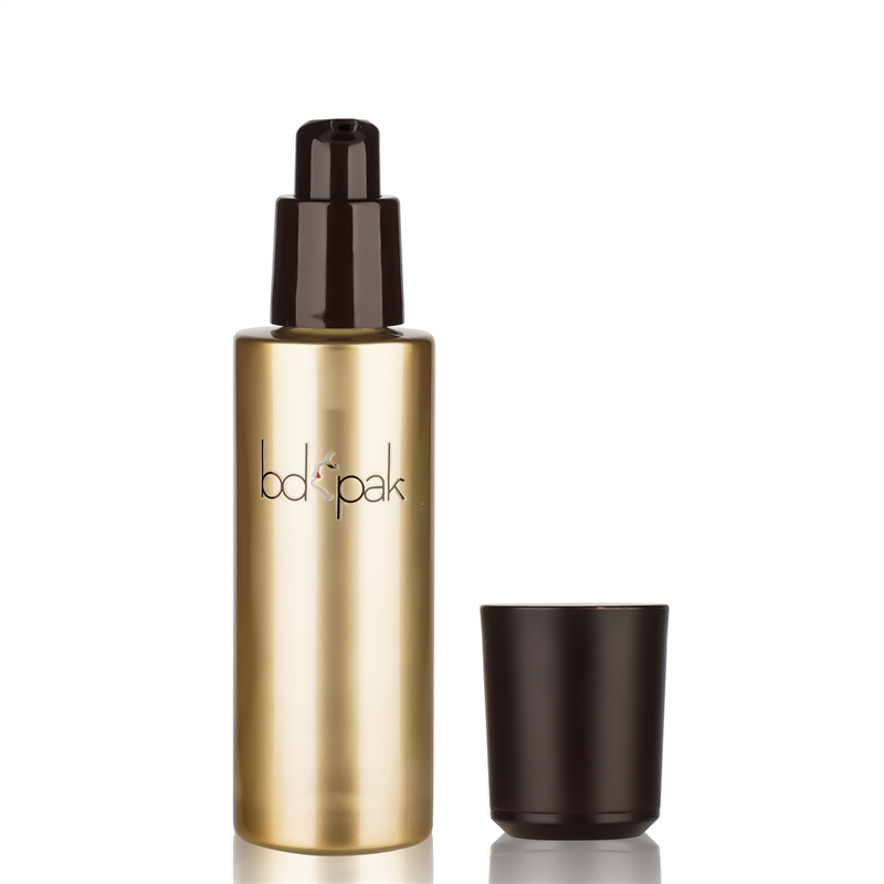 Custom 100ml Luxury Round Empty Cosmetics Packaging Containers Foundation Glass Lotion Bottle with Dip Tube