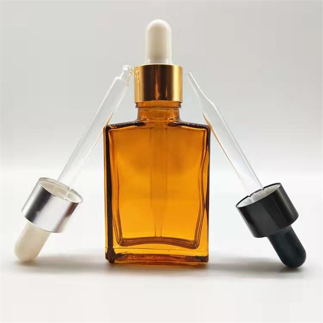 Custom Serum oil Bottle 30ml 50 ml Square Dropper Bottles with Lid 1oz 2 oz White Black Empty Glass Bottle Dropper