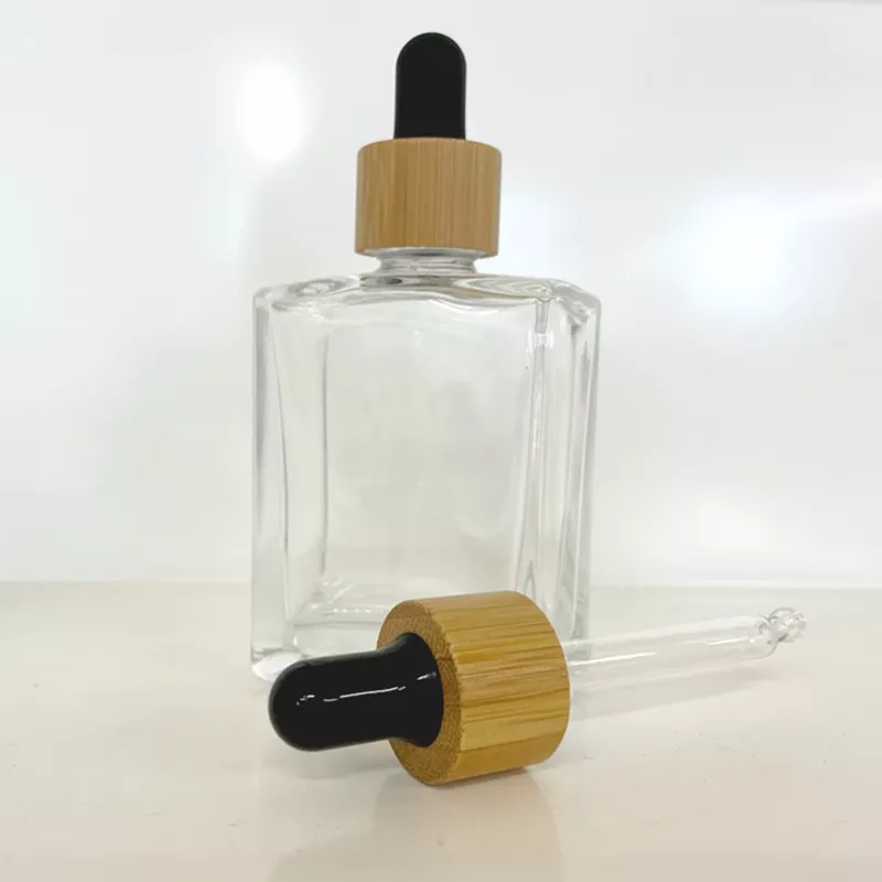 1 oz (30ML) Flat Square Clear Glass Bottles with Serum Droppers