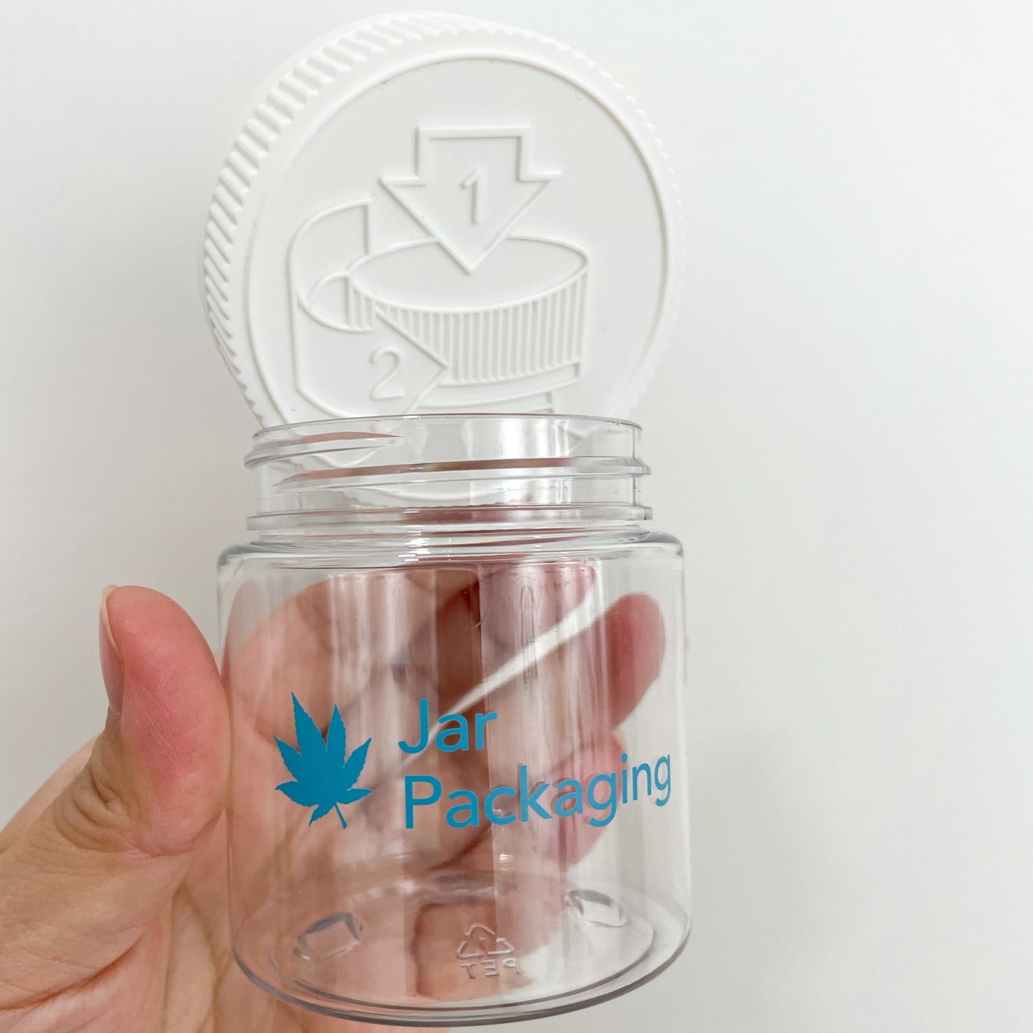 Custom air tight childproof PET PP Plastic Storge Jar for hemp packaging