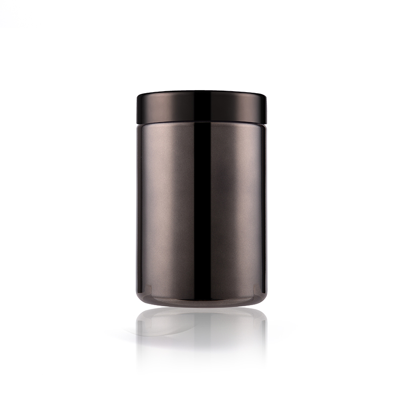 Custom Food Grade Standard Supplements Containers 8 Oz 16oz 25oz Silver Gold Square Round Chrome Jar for pet whey protein powder