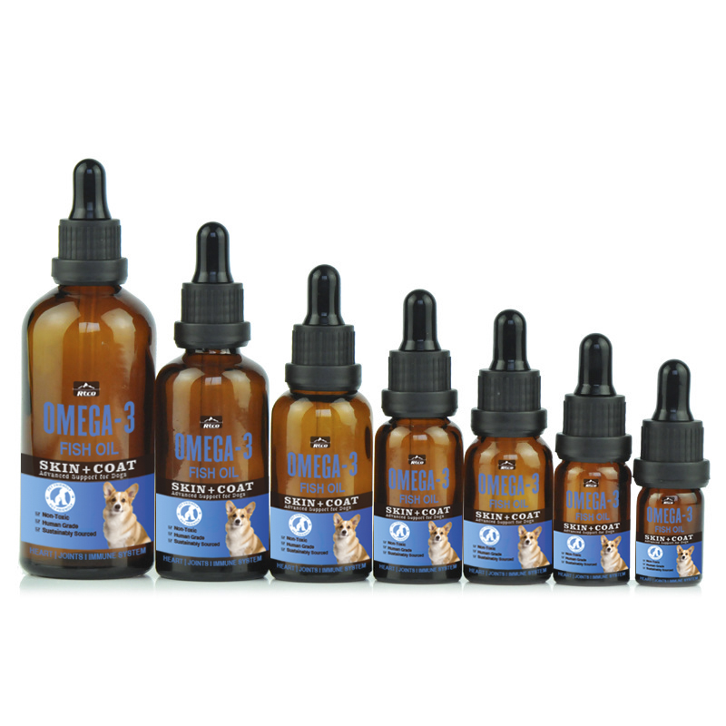 Amber Glass Bottle with dropper for pet supplement
