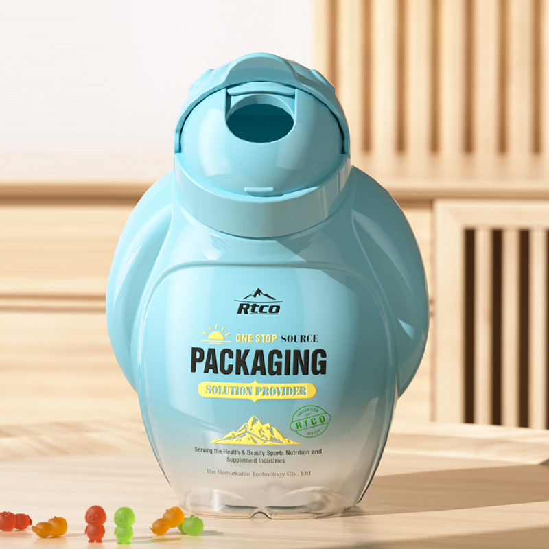 penguin-shaped plastic bottle for gummy