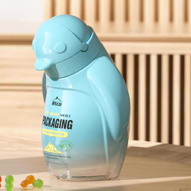 penguin-shaped plastic bottle for gummy