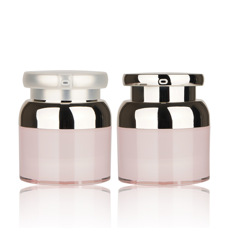 BDPAK Custom Plastic Pink Cream Jar with Golden Pump