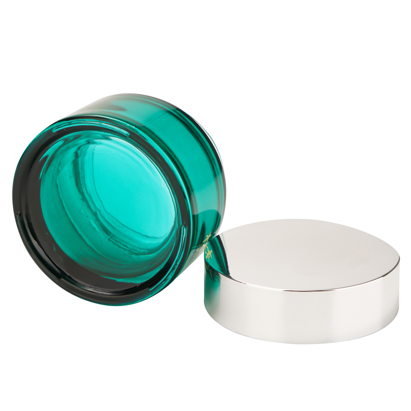 Green Glass Cream Jar for skin care